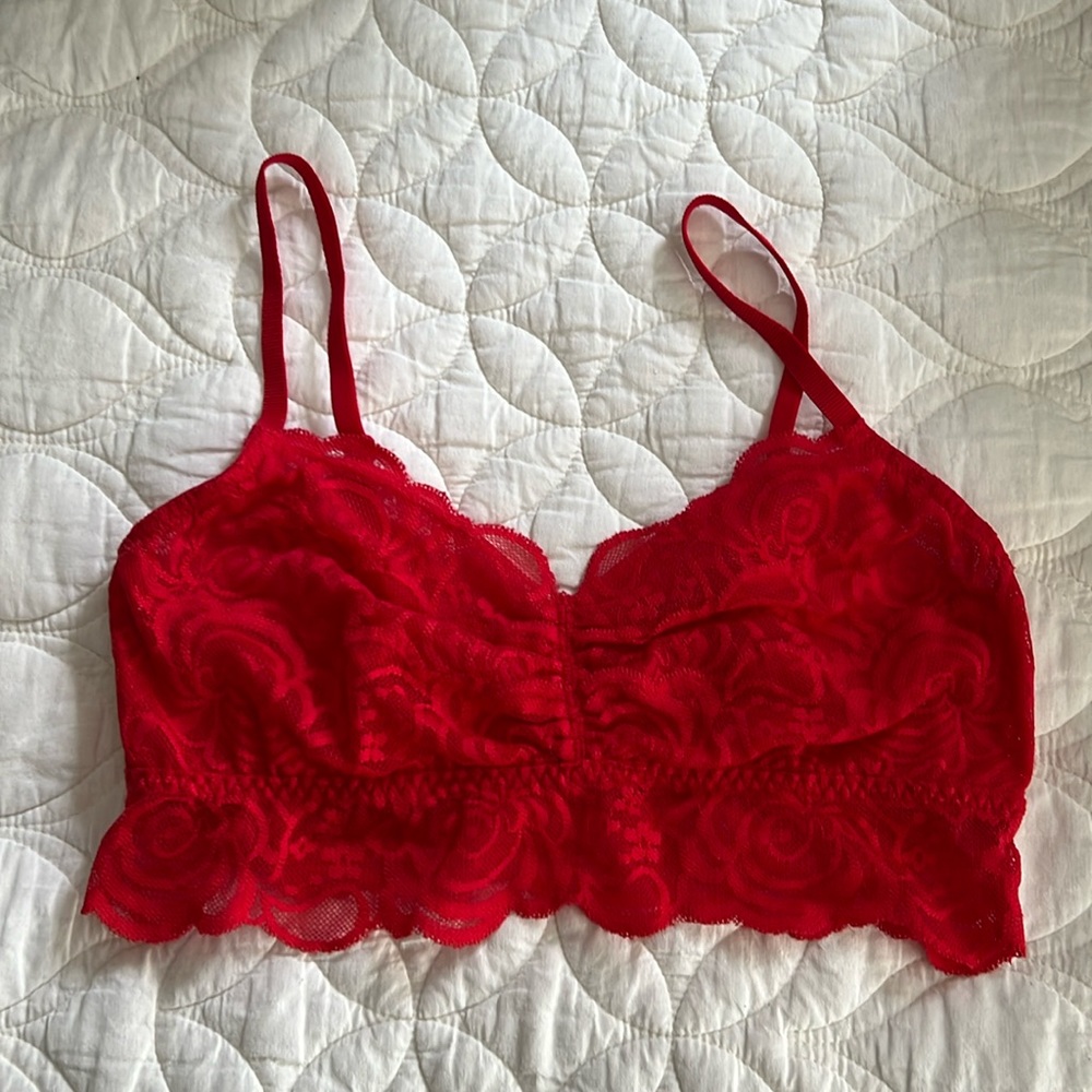 Red Victoria’s Secret Pink Lace Bralette